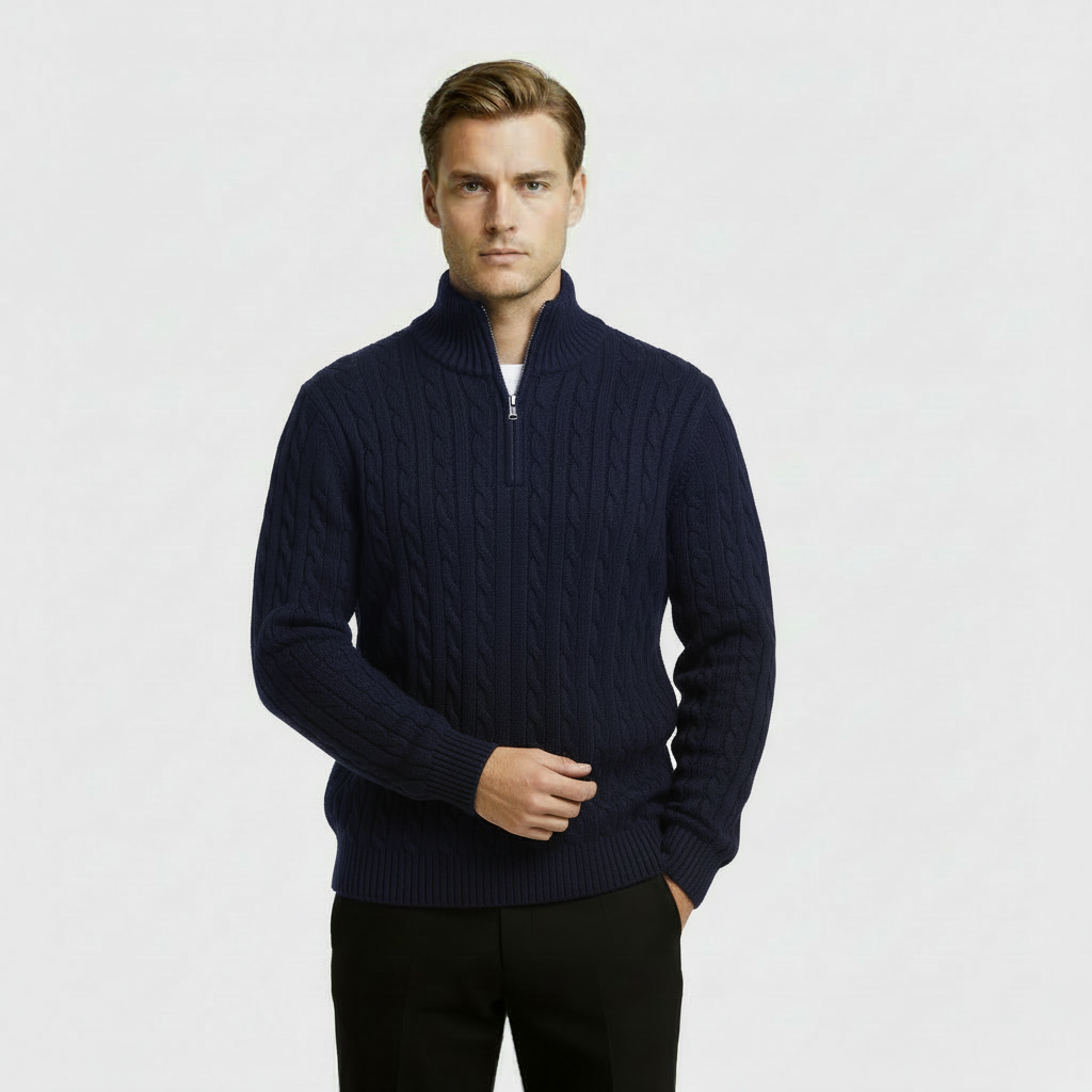 Men's Cable Knit Quarter Zip Jumper