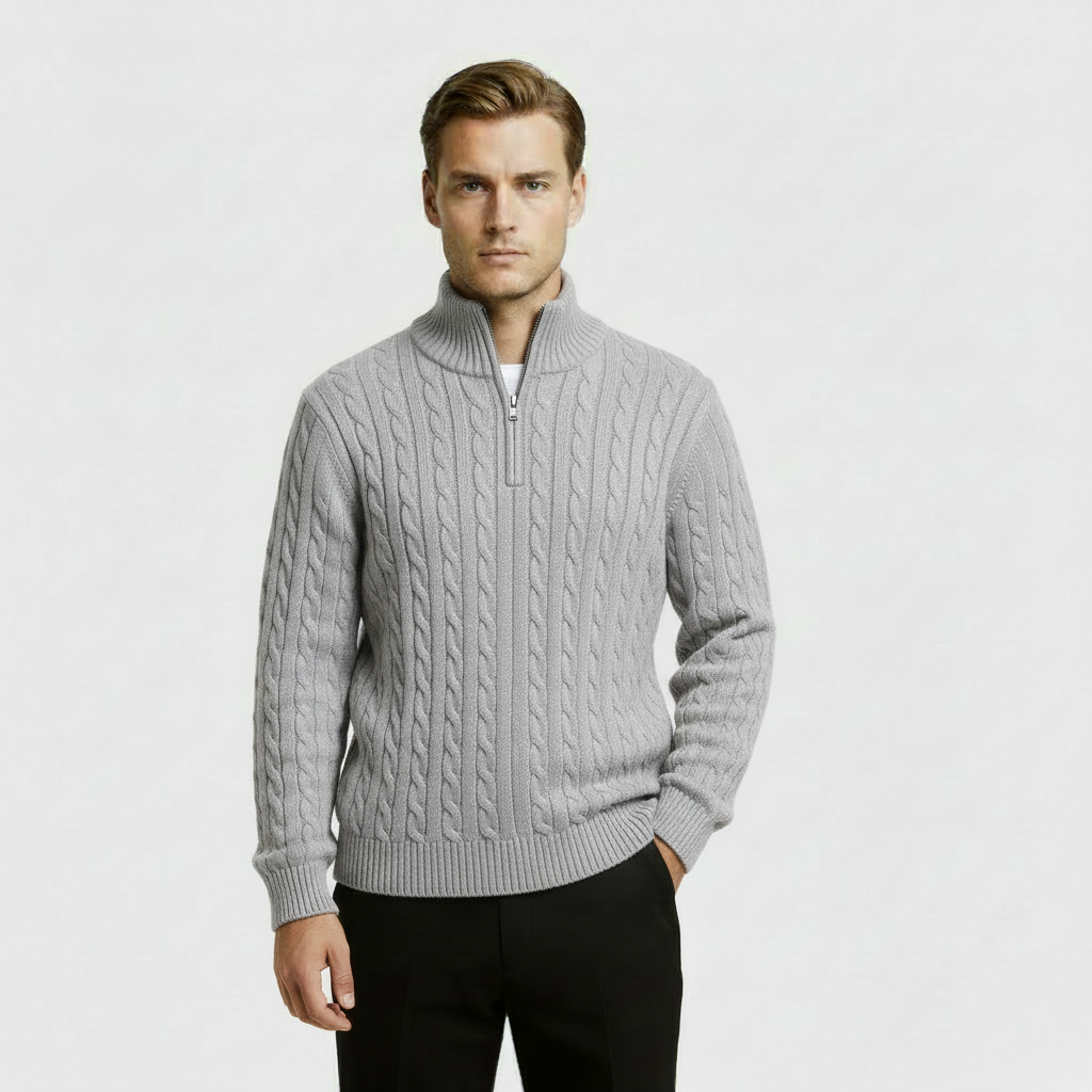 Men's Cable Knit Quarter Zip Jumper