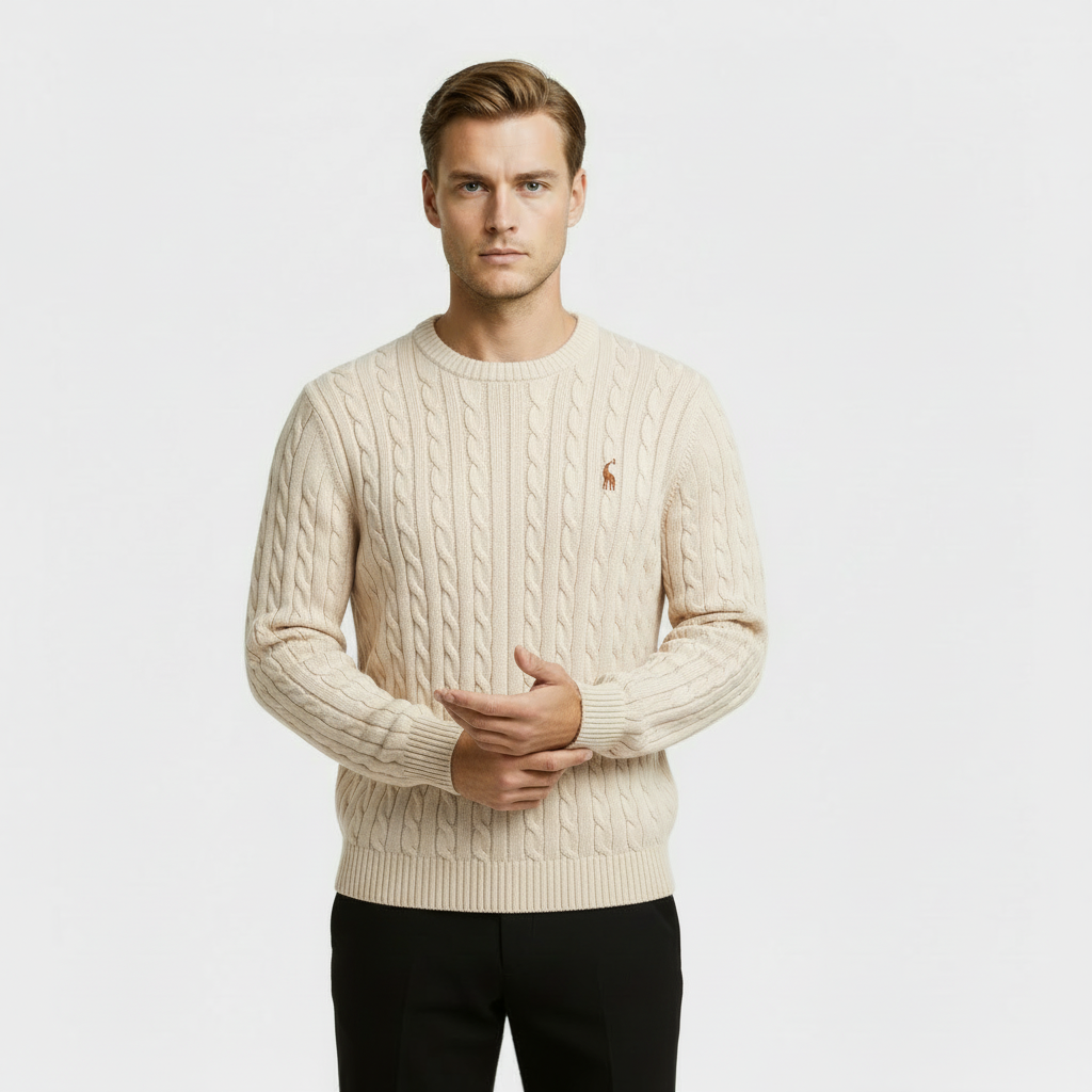 Men's Cable Knit Crewneck Jumper