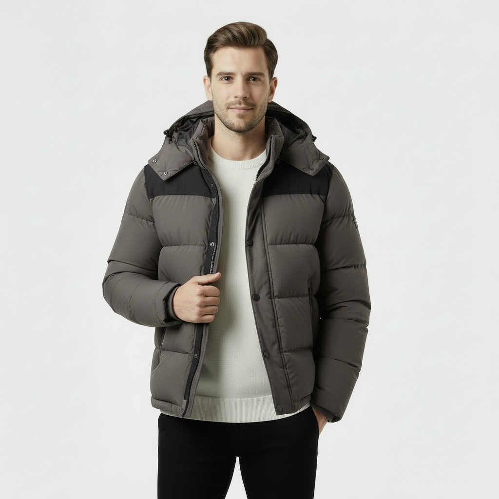 Men’s Puffer Jacket – Quilted Winter Coat with Hood