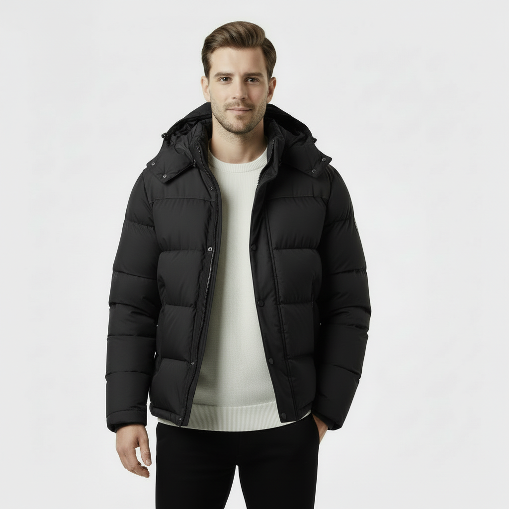 Men’s Puffer Jacket – Quilted Winter Coat with Hood