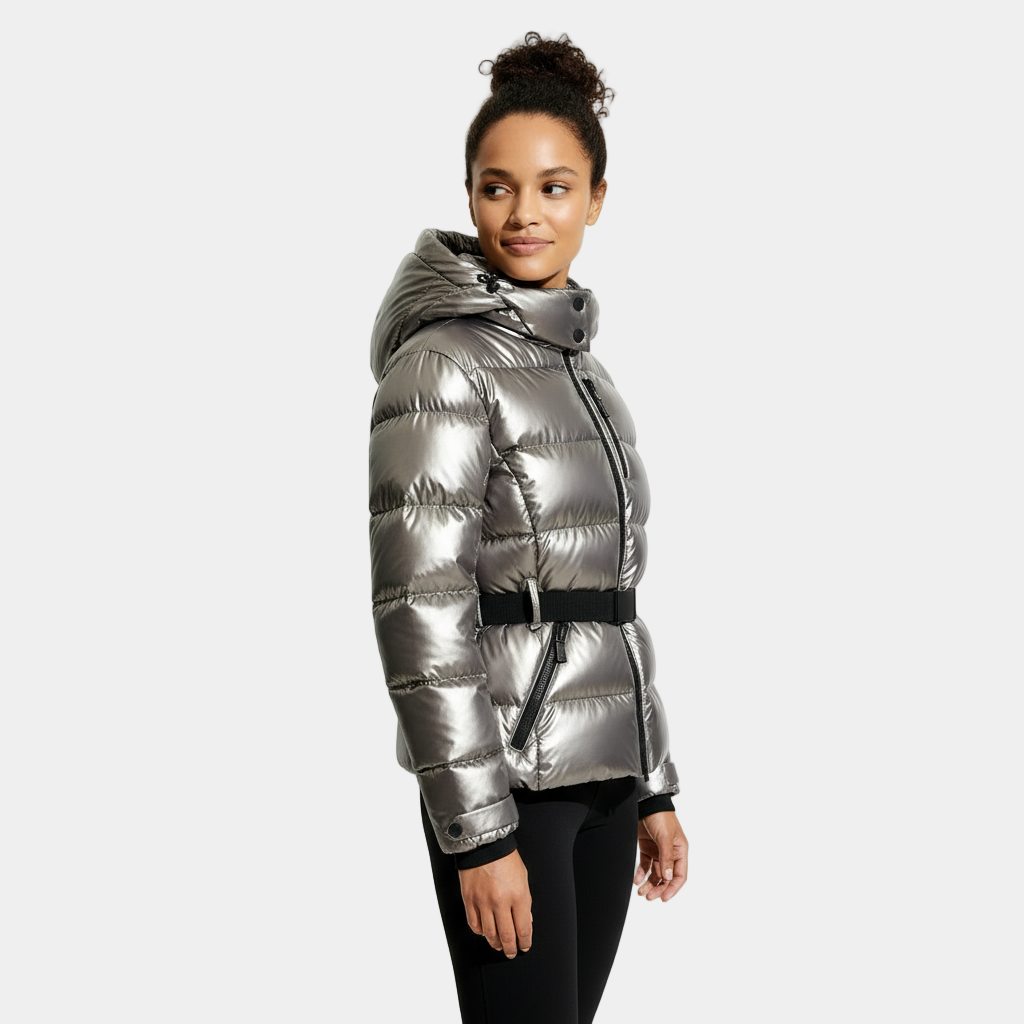 Women's Belted Puffer Jacket - Winter Coat