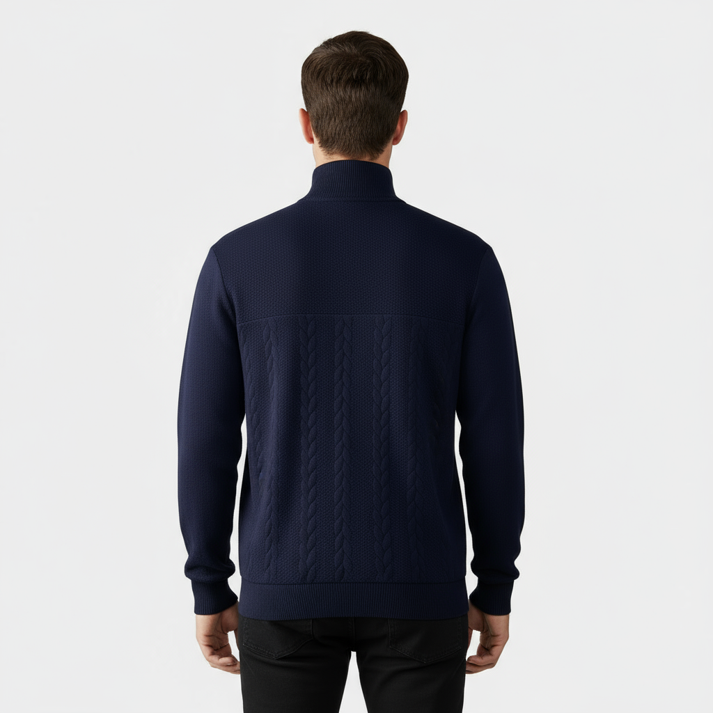 Men's Cable Knit Merino Quarter Zip Knit Sweater