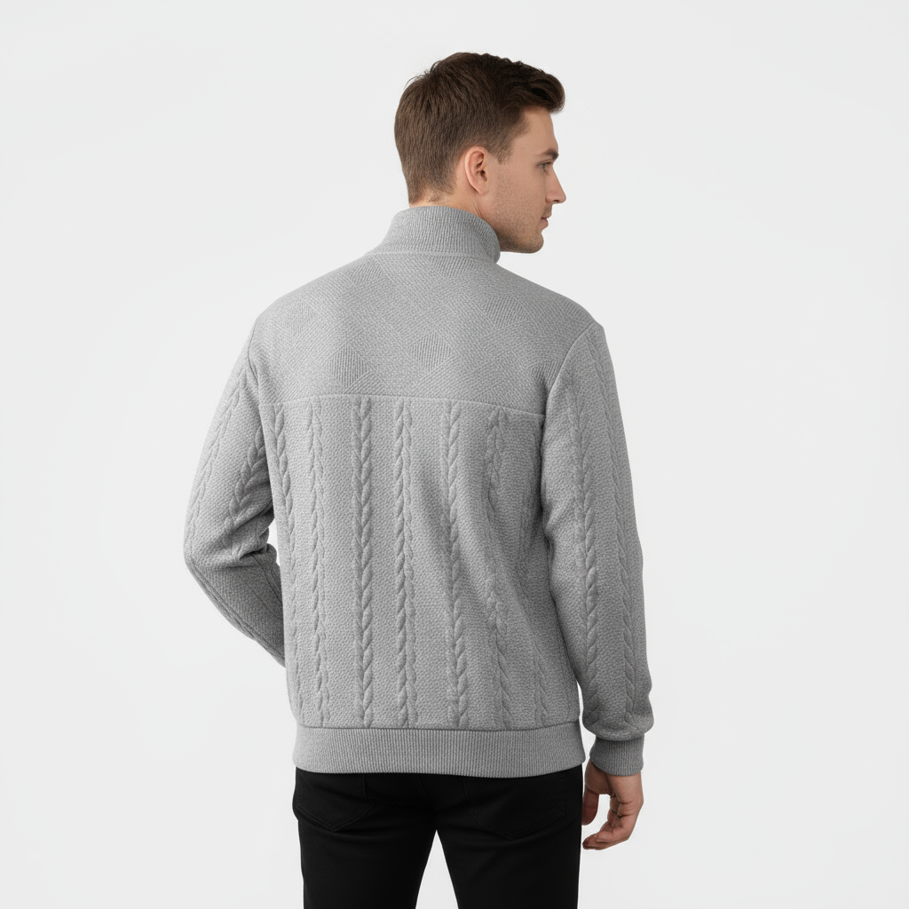 Men's Cable Knit Merino Quarter Zip Knit Sweater
