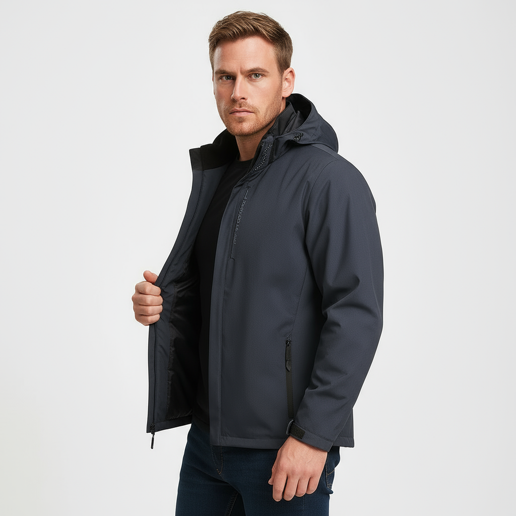 Men’s Waterproof Windproof Jacket – Adjustable Hood