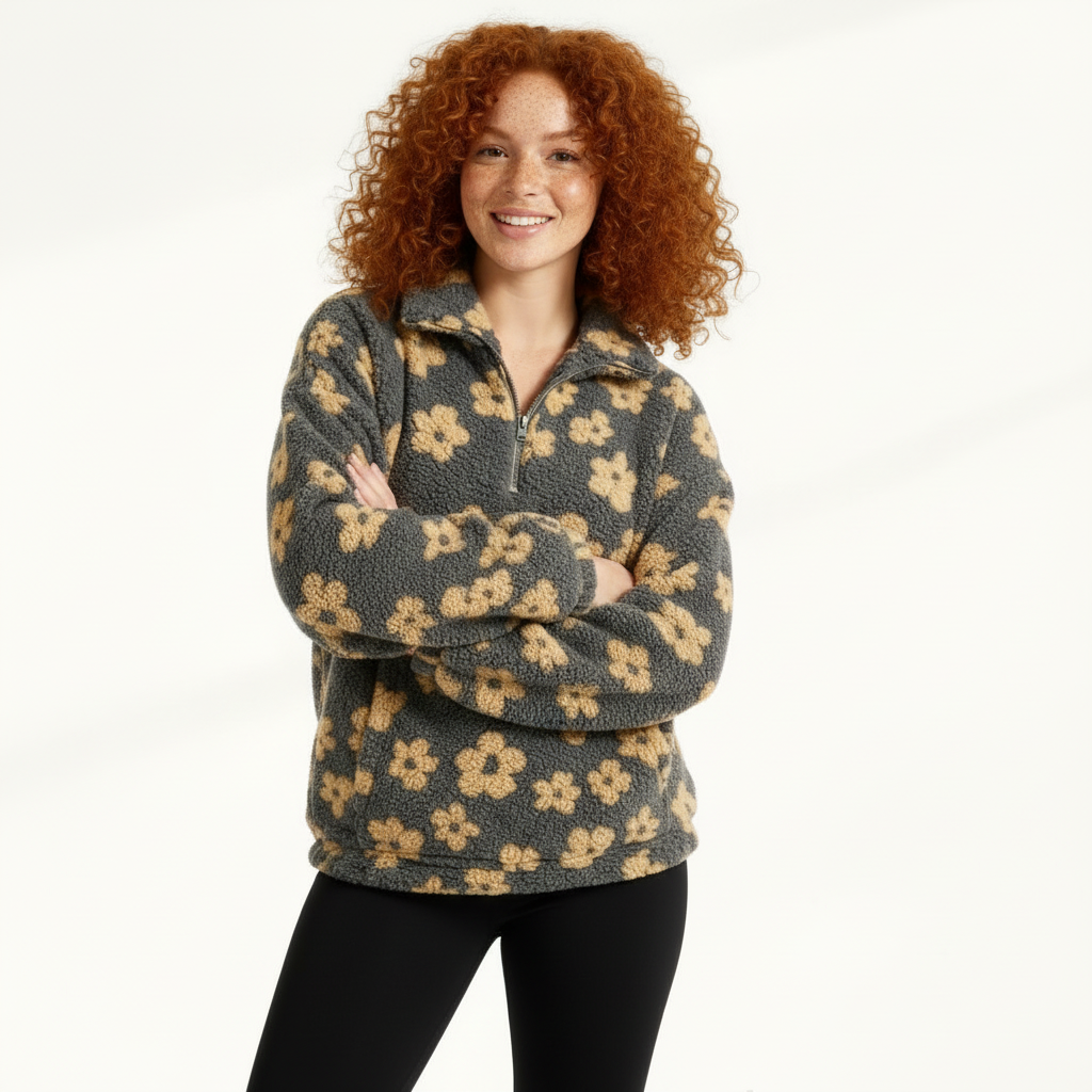 Women’s Fleece Pullover – Plush Half-Zip Winter Sweater