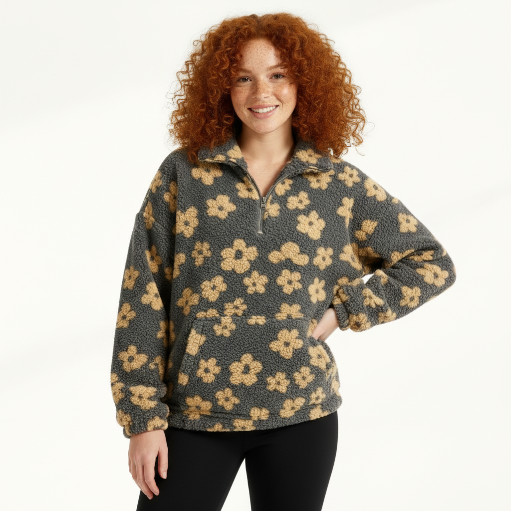 Women’s Fleece Pullover – Plush Half-Zip Winter Sweater