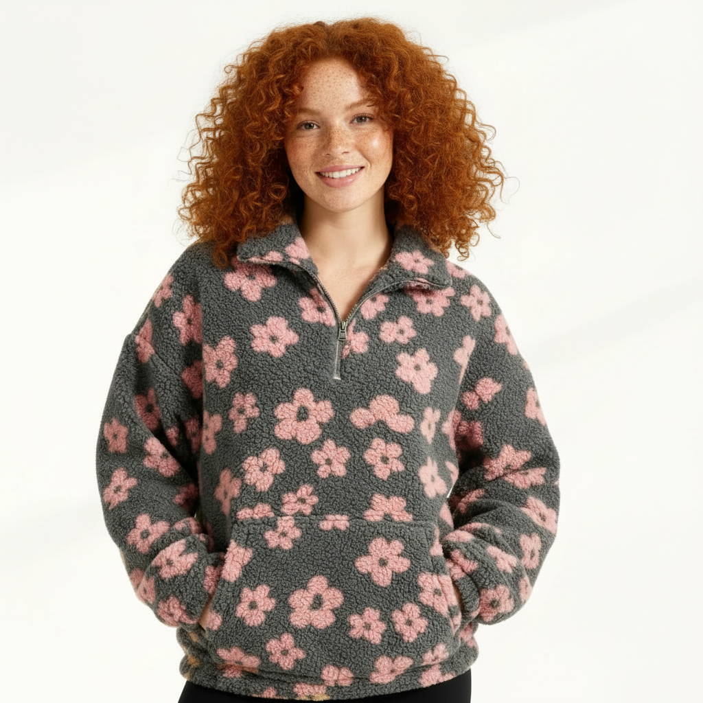 Women’s Fleece Pullover – Plush Half-Zip Winter Sweater