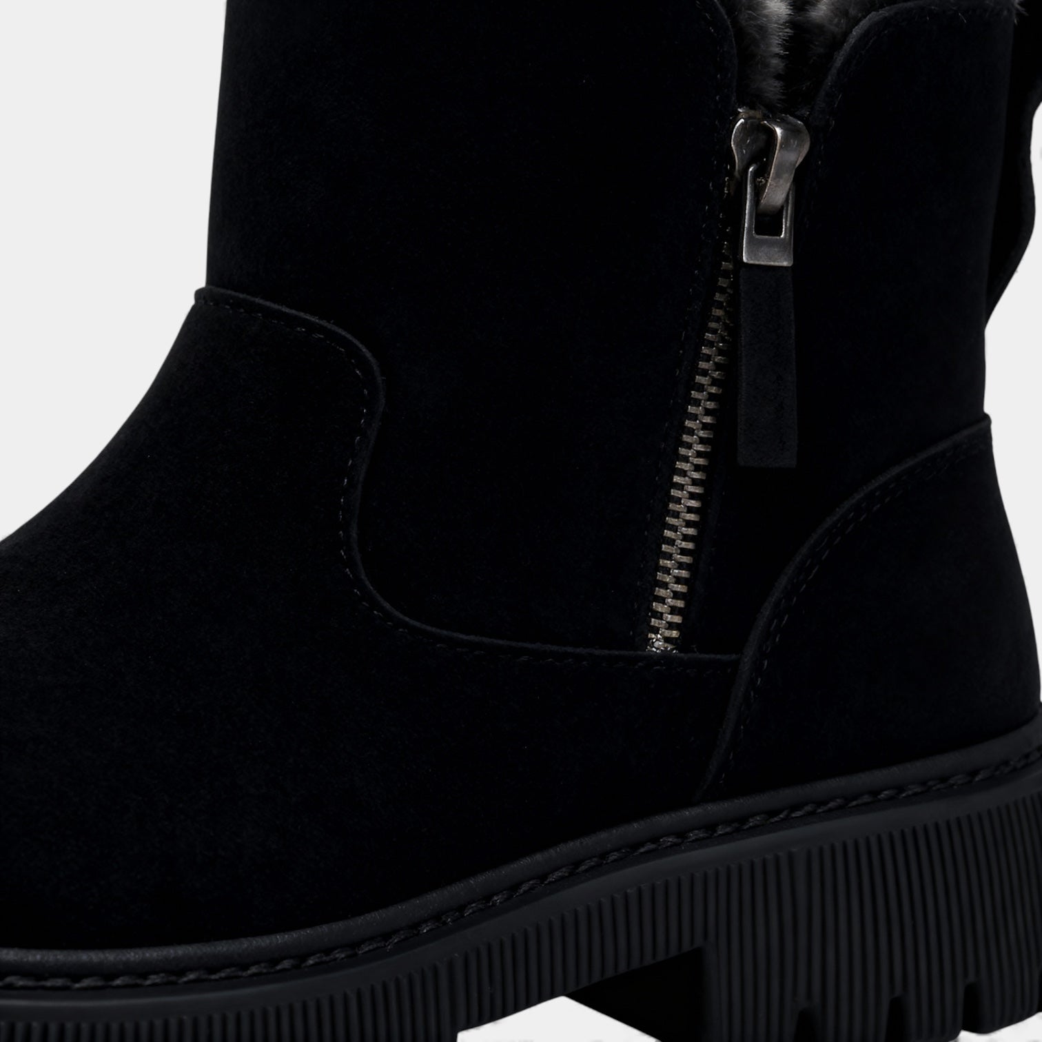 Women’s Faux Suede Winter Boots – Fur Lining, Side Zip