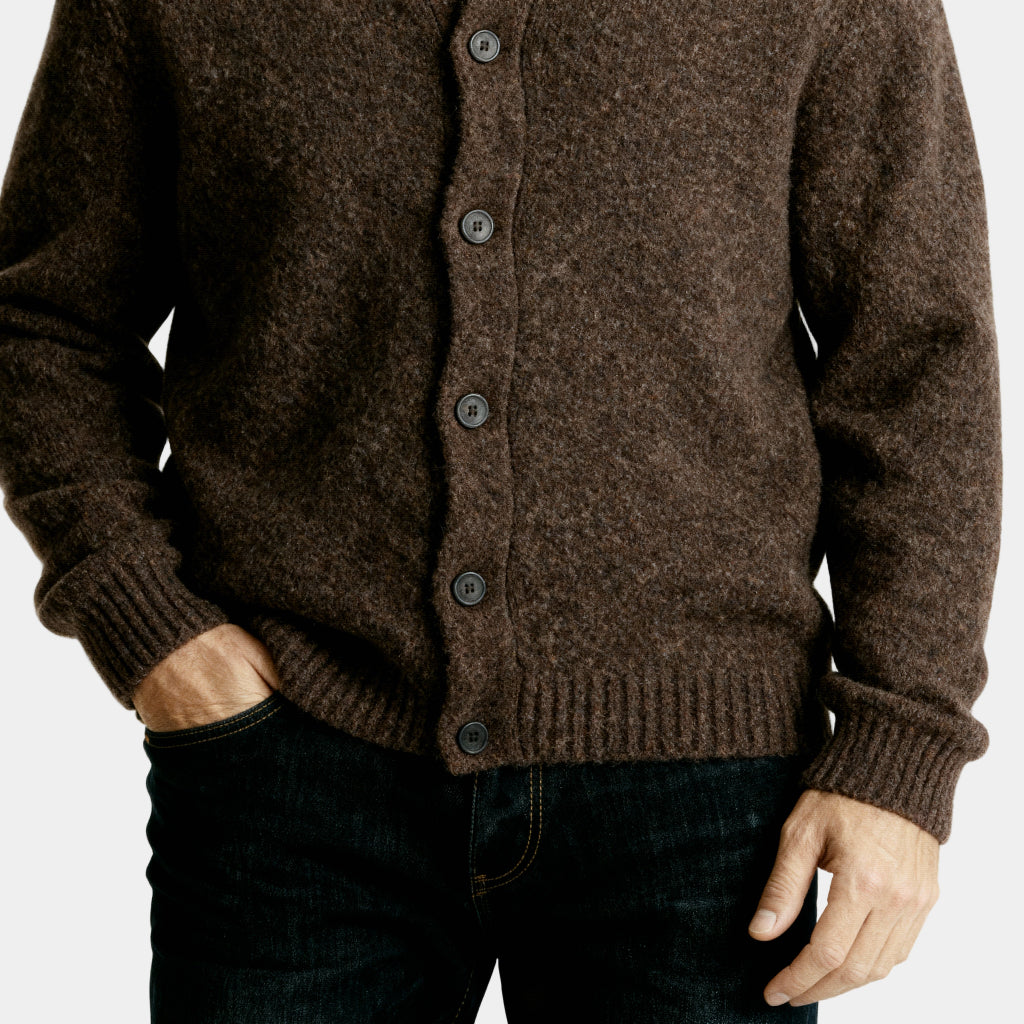 Men’s Classic Heathered Wool-Blend Cardigan