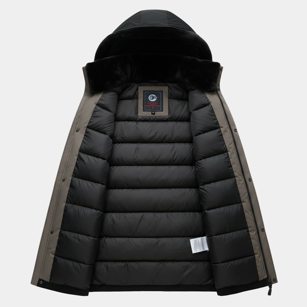 Men's Long Insulated Down Parka - Winter Coat