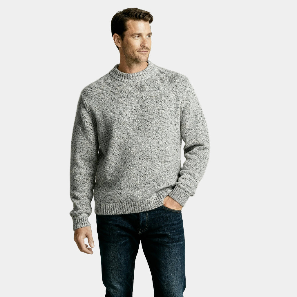 Men’s Heathered Wool-Blend Crewneck Sweater