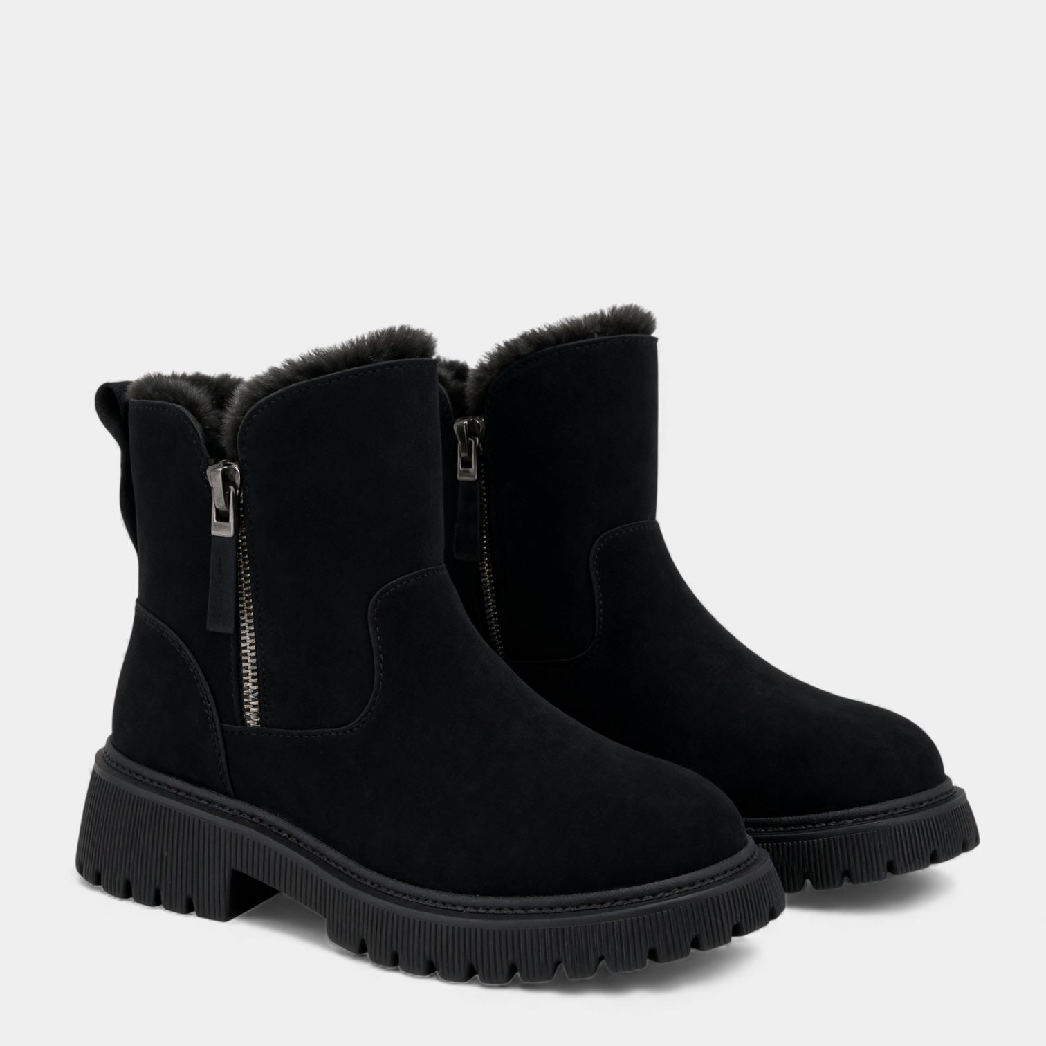 Women’s Faux Suede Winter Boots – Fur Lining, Side Zip