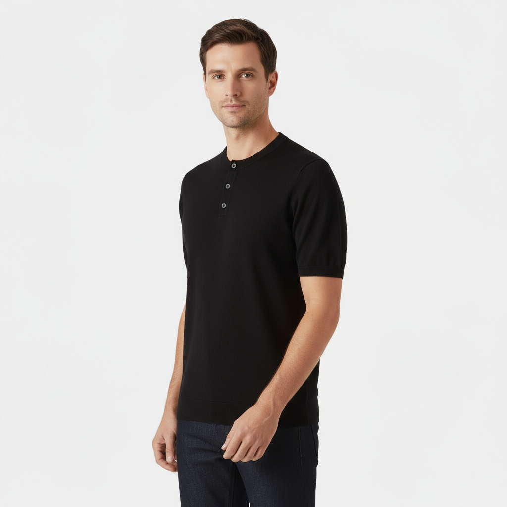 Men's Cotton Henley T-Shirt