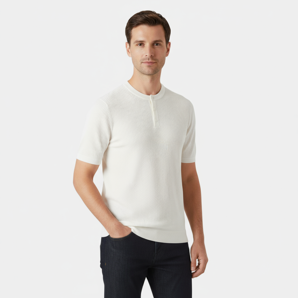 Men's Cotton Henley T-Shirt