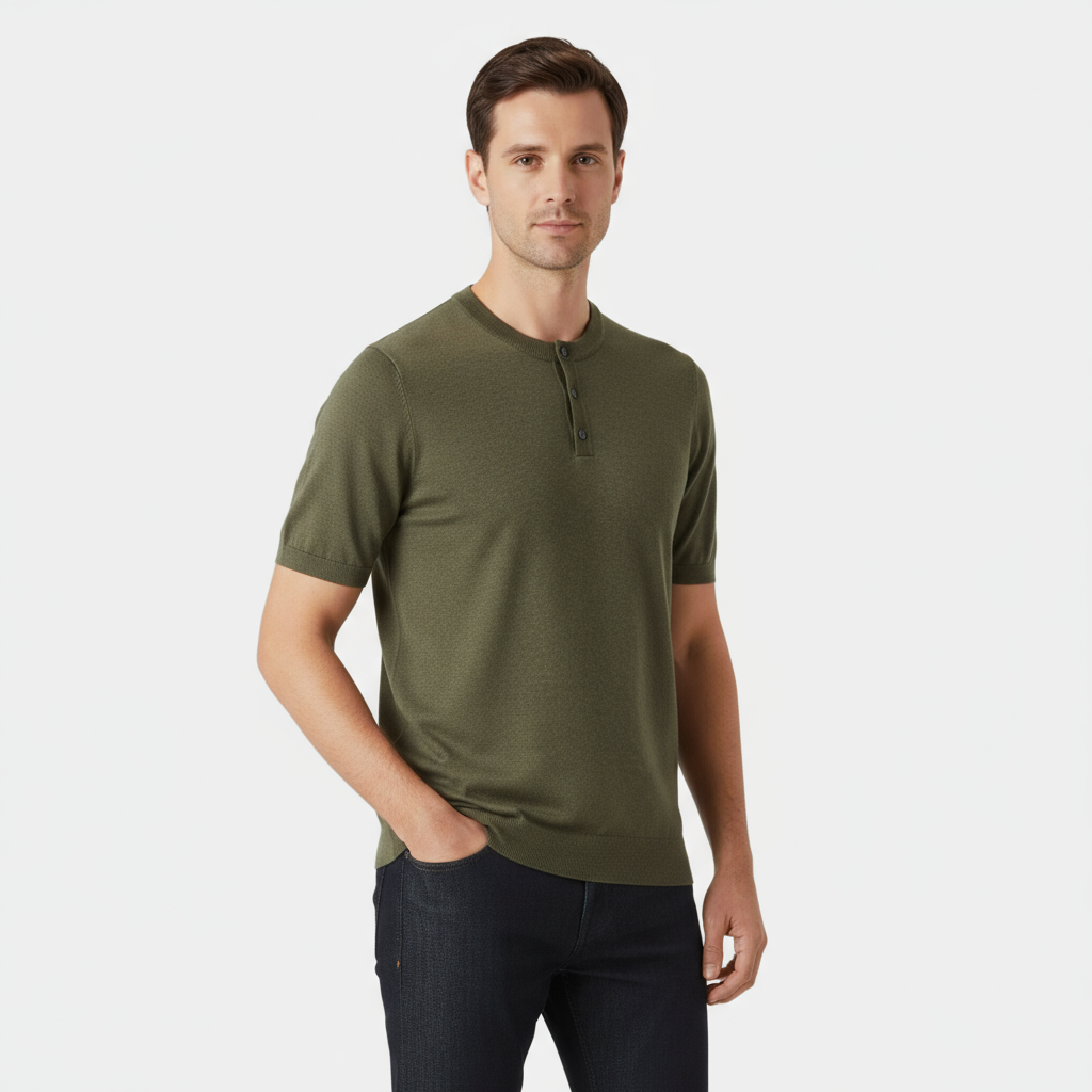 Men's Cotton Henley T-Shirt