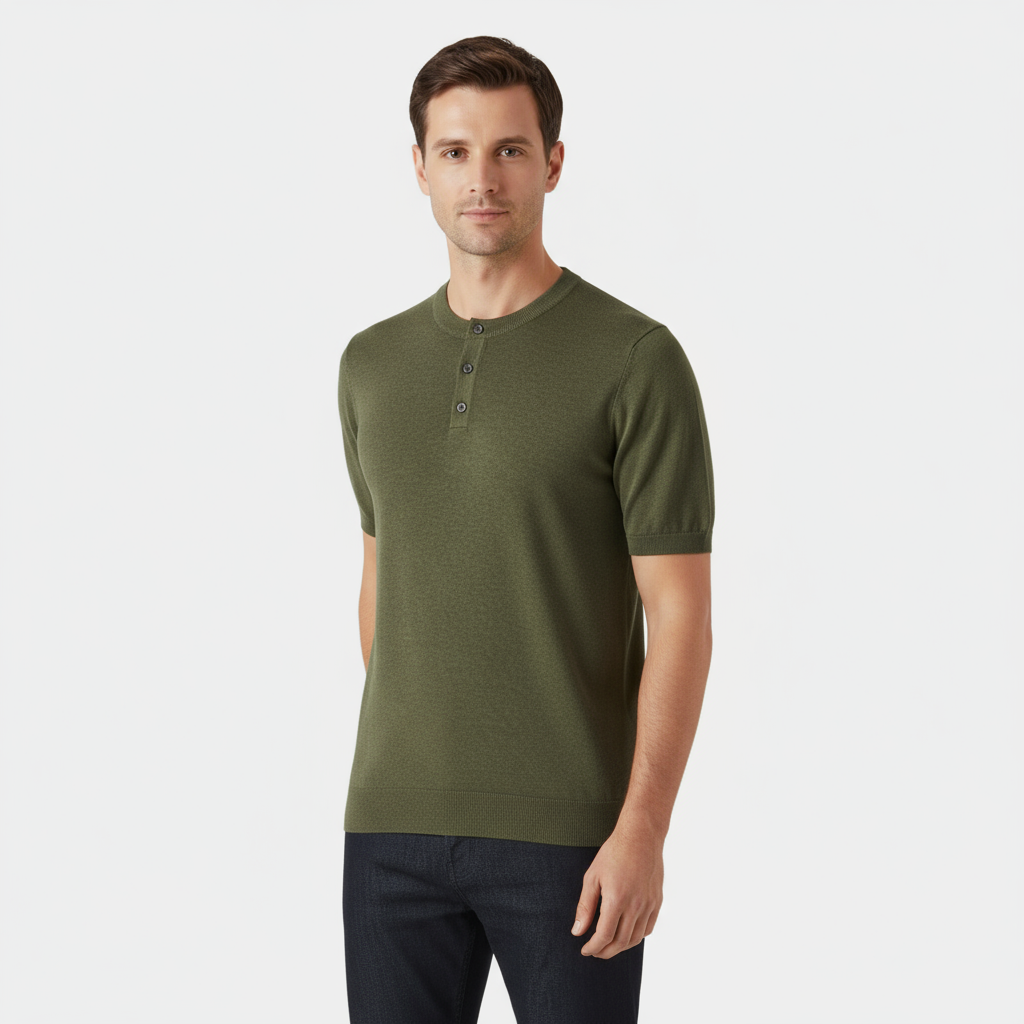 Men's Cotton Henley T-Shirt
