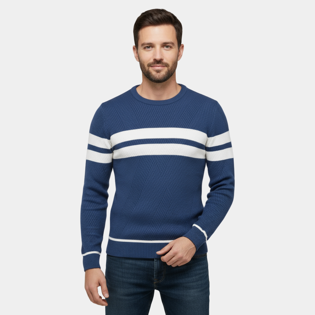 Men’s Slim Fit Textured Knit Sweater - Cotton Crew Neck Pullover