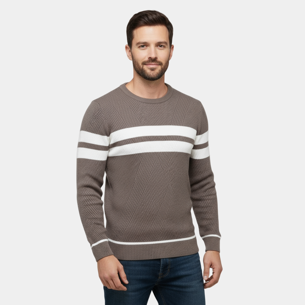 Men’s Slim Fit Textured Knit Sweater - Cotton Crew Neck Pullover