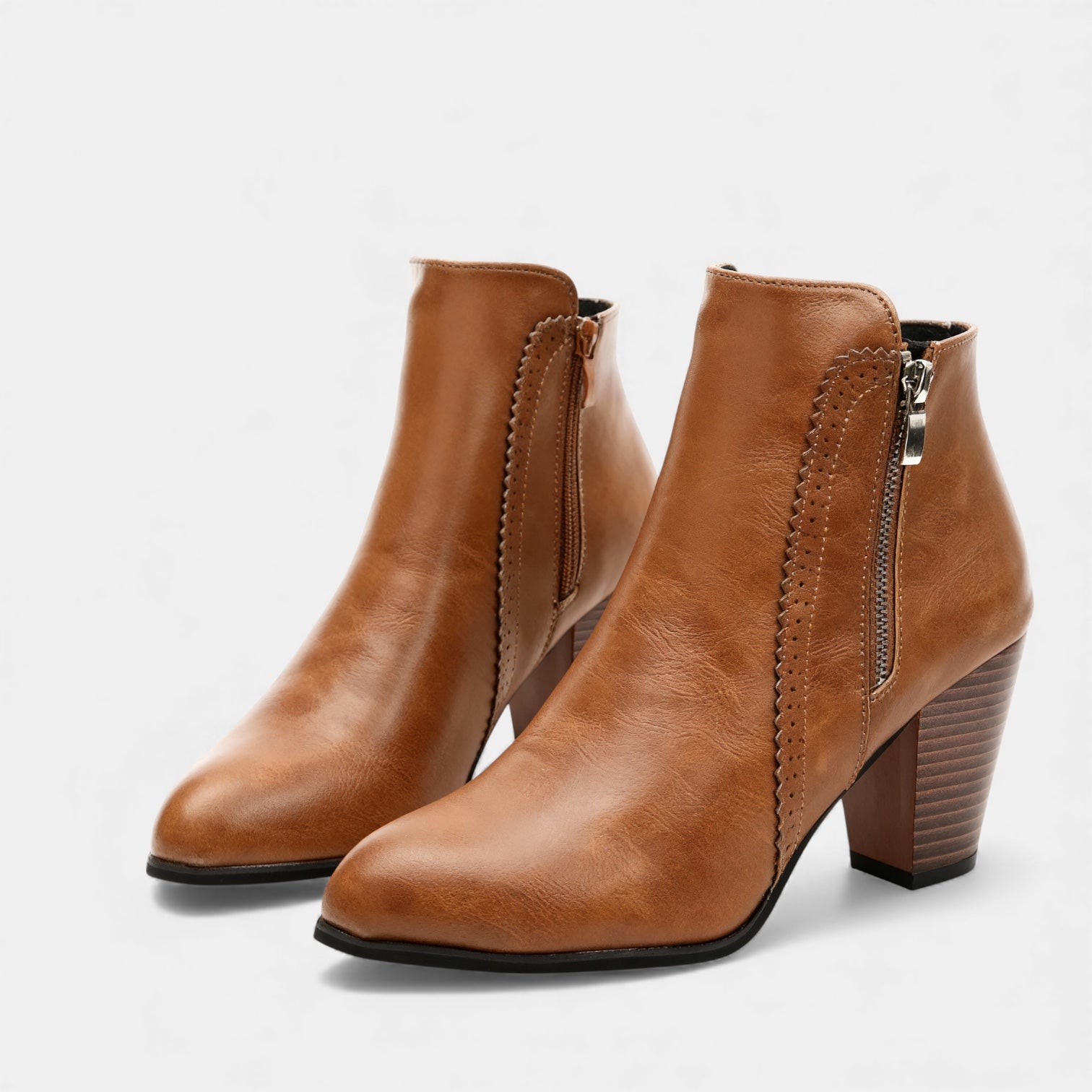 Women’s Vegan Leather Ankle Boots - Block Heel