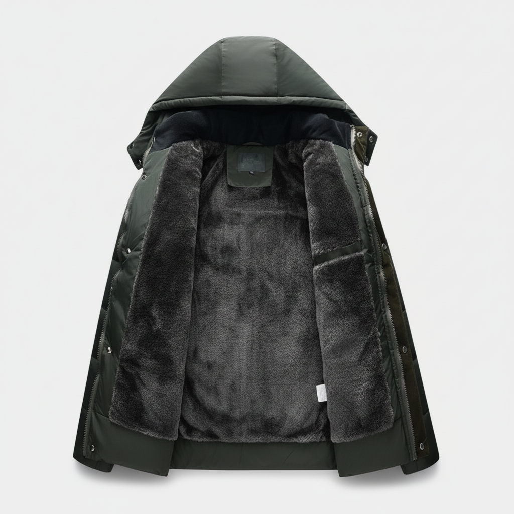 Men's Longline Winter Puffer Coat - Fleece Lining