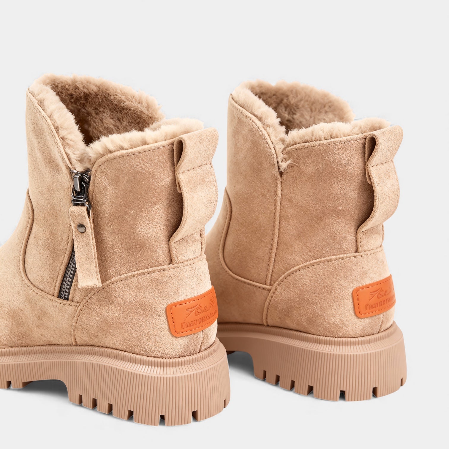 Women’s Faux Suede Winter Boots – Fur Lining, Side Zip