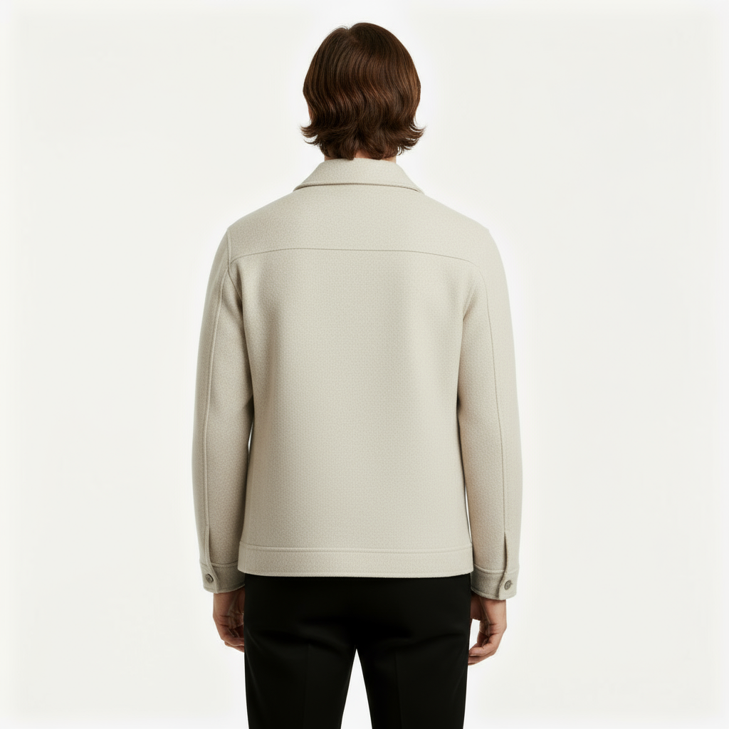 Men’s Cashmere Polo Collar Zip Jacket – Water-Repellent