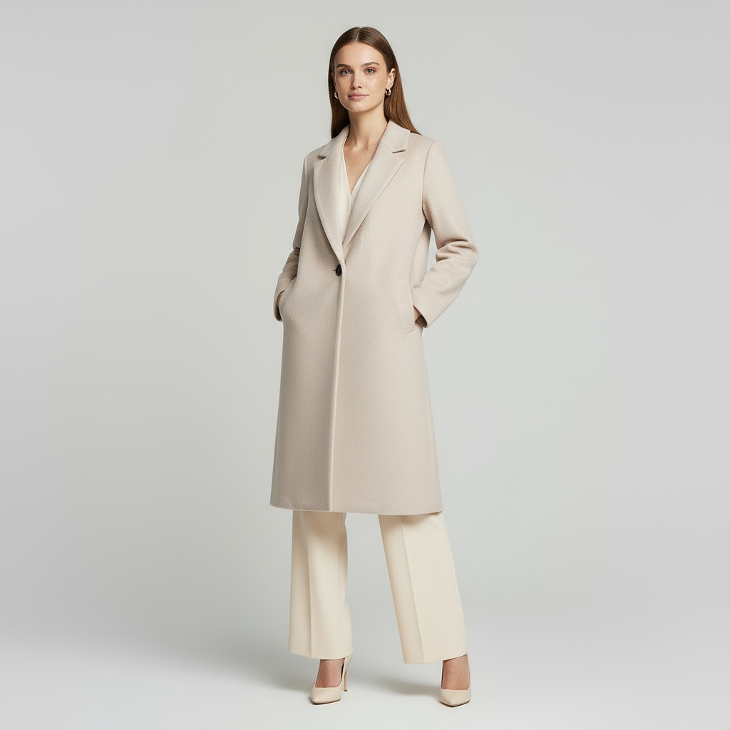 Women’s Chic Tailored Wool Coat Single Buttoned