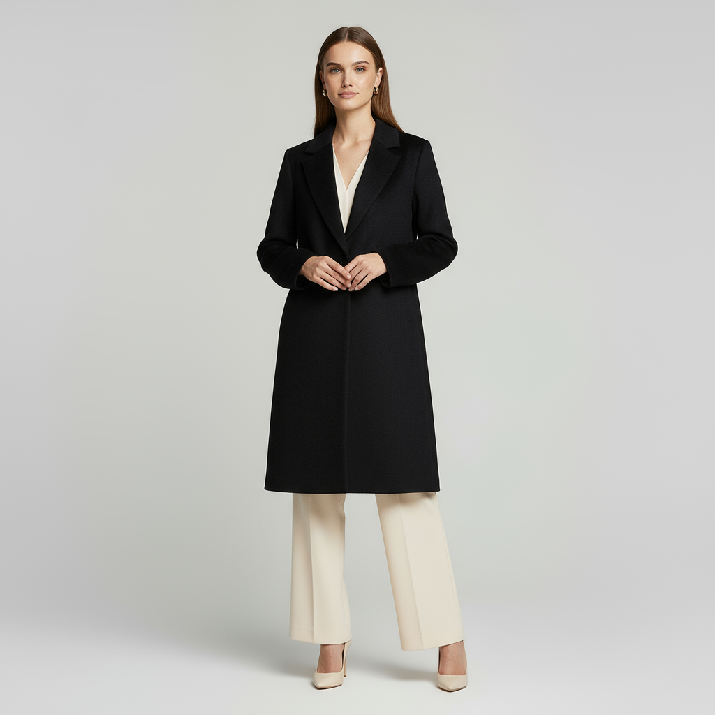 Women’s Chic Tailored Wool Coat Single Buttoned