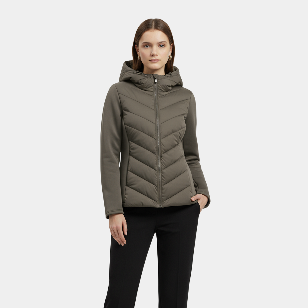 Women's Quilted Windbreaker Jacket with Stretch Sleeves