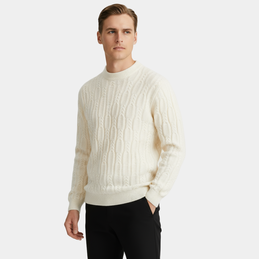 Men’s Patterned Knit Jumper – Crew Neck Sweater