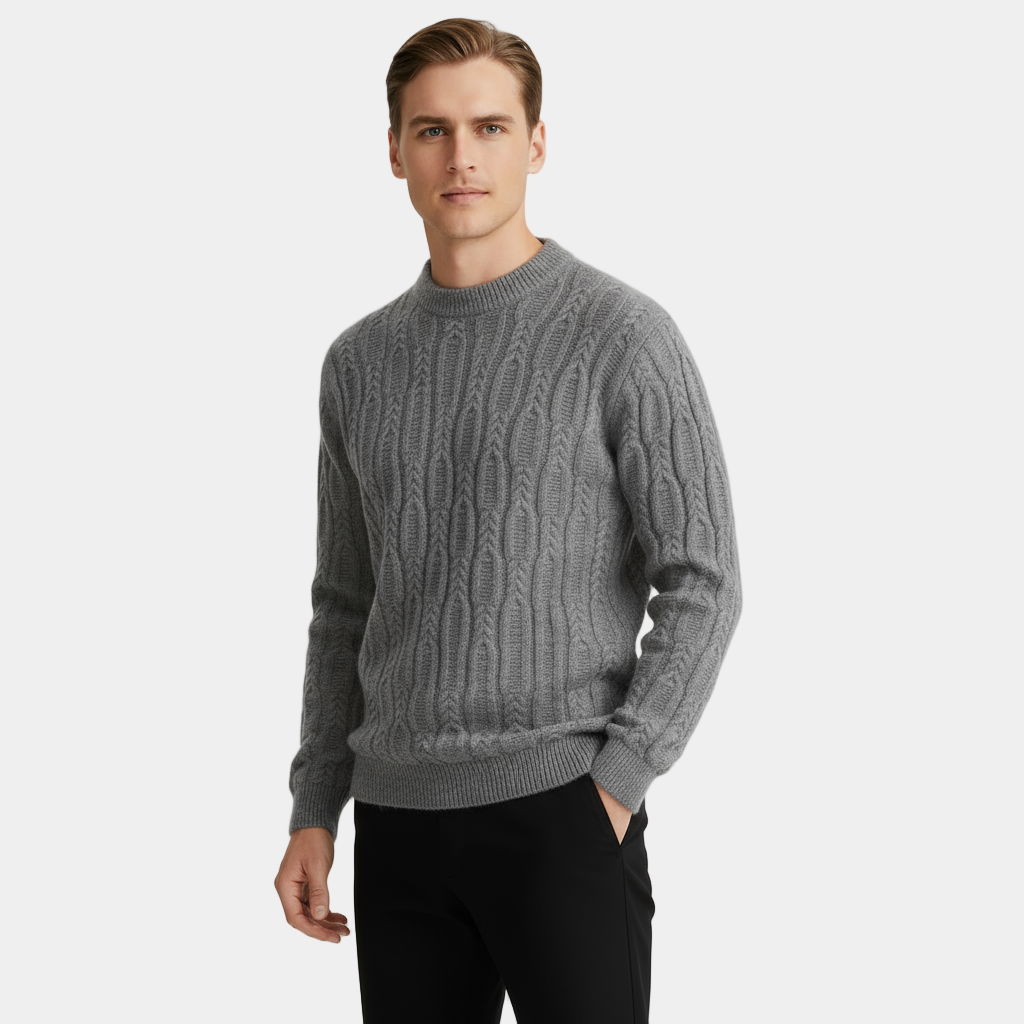 Men’s Patterned Knit Jumper – Crew Neck Sweater