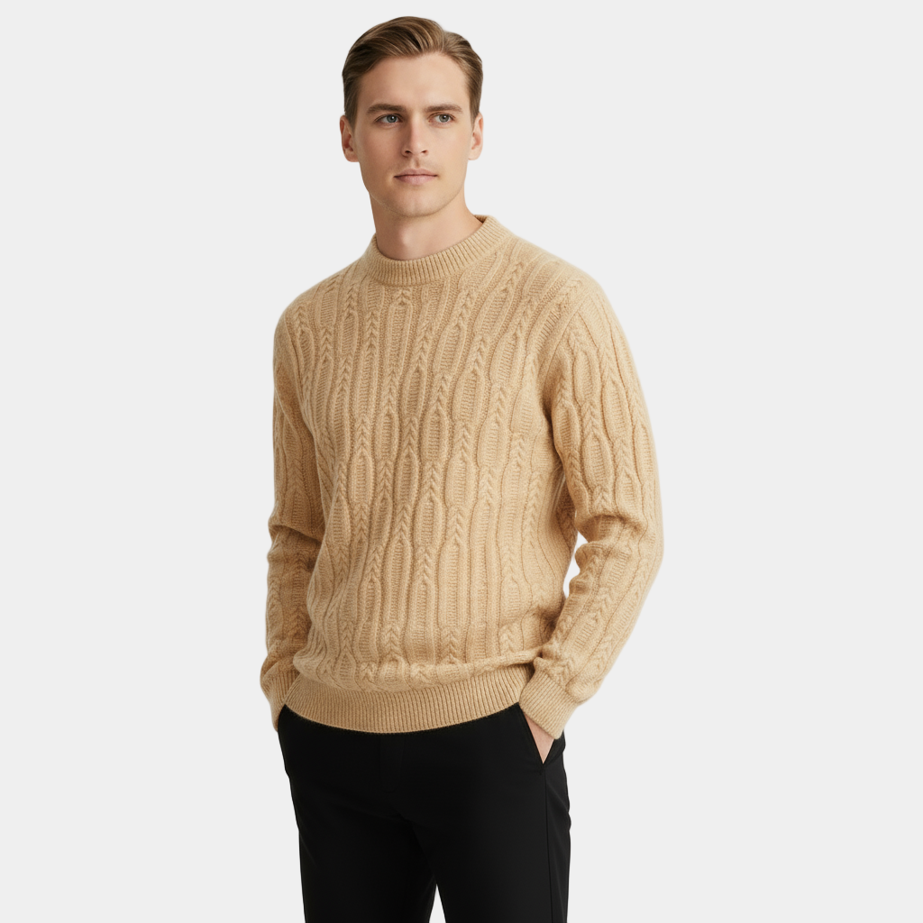 Men’s Patterned Knit Jumper – Crew Neck Sweater