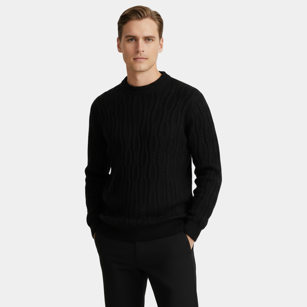 Men’s Patterned Knit Jumper – Crew Neck Sweater