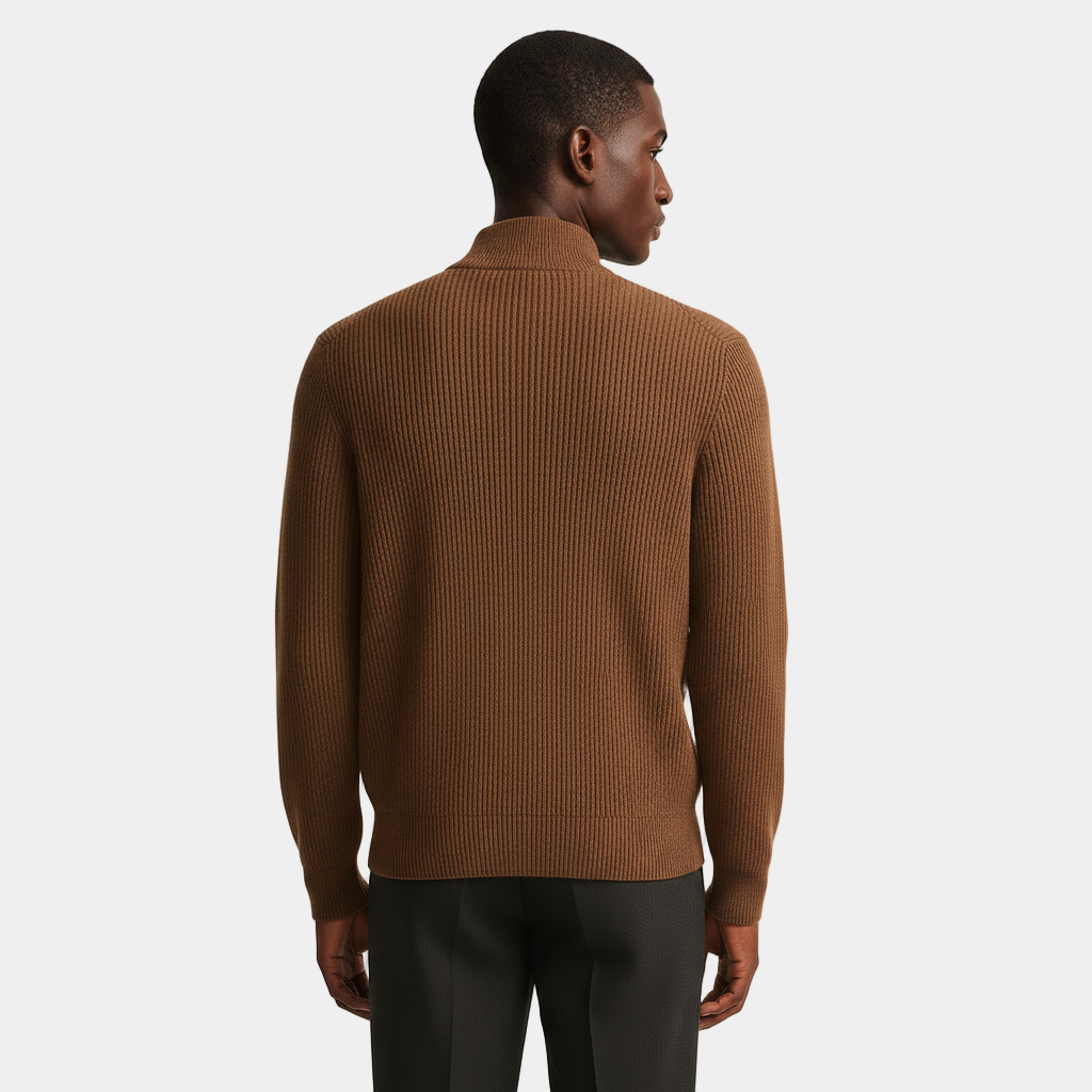Men's Cashmere Ribbed Zip Cardigan