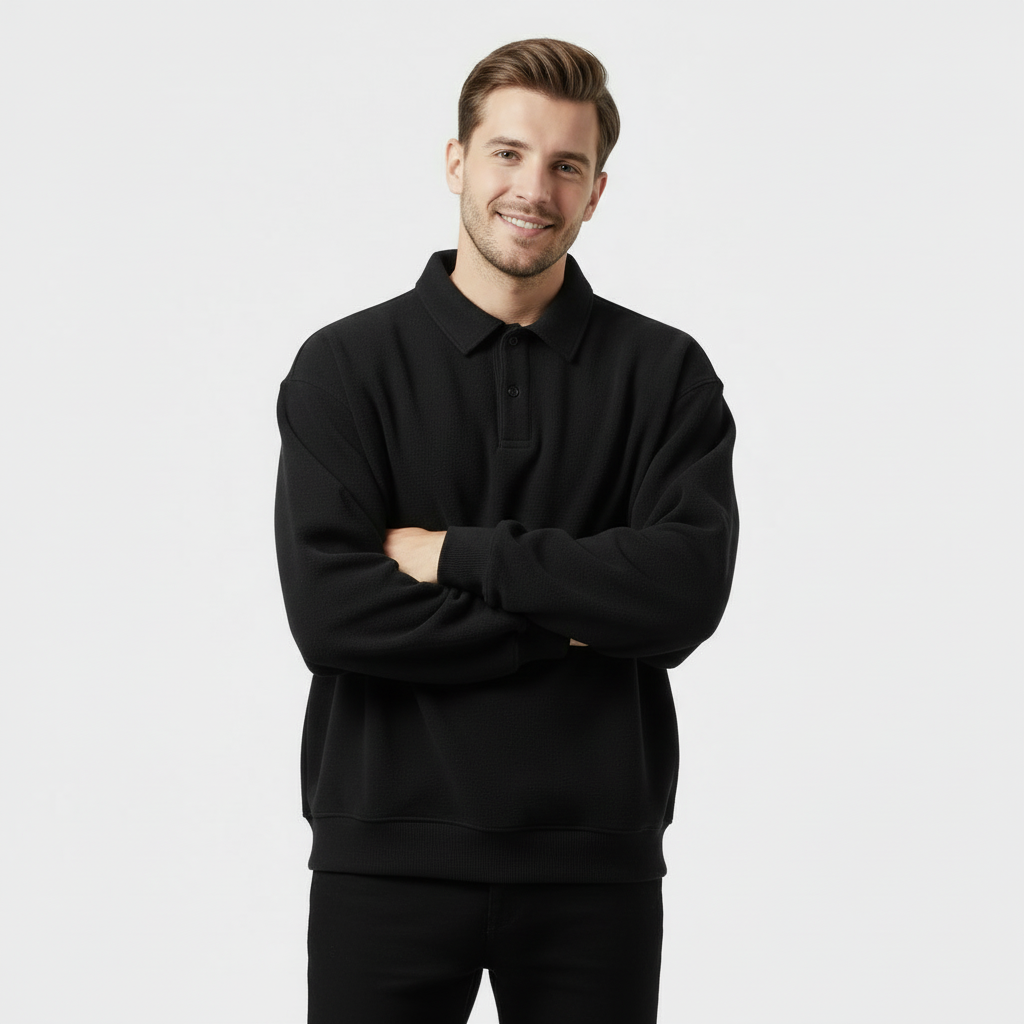Men's Longsleeve Polo Sweatshirt