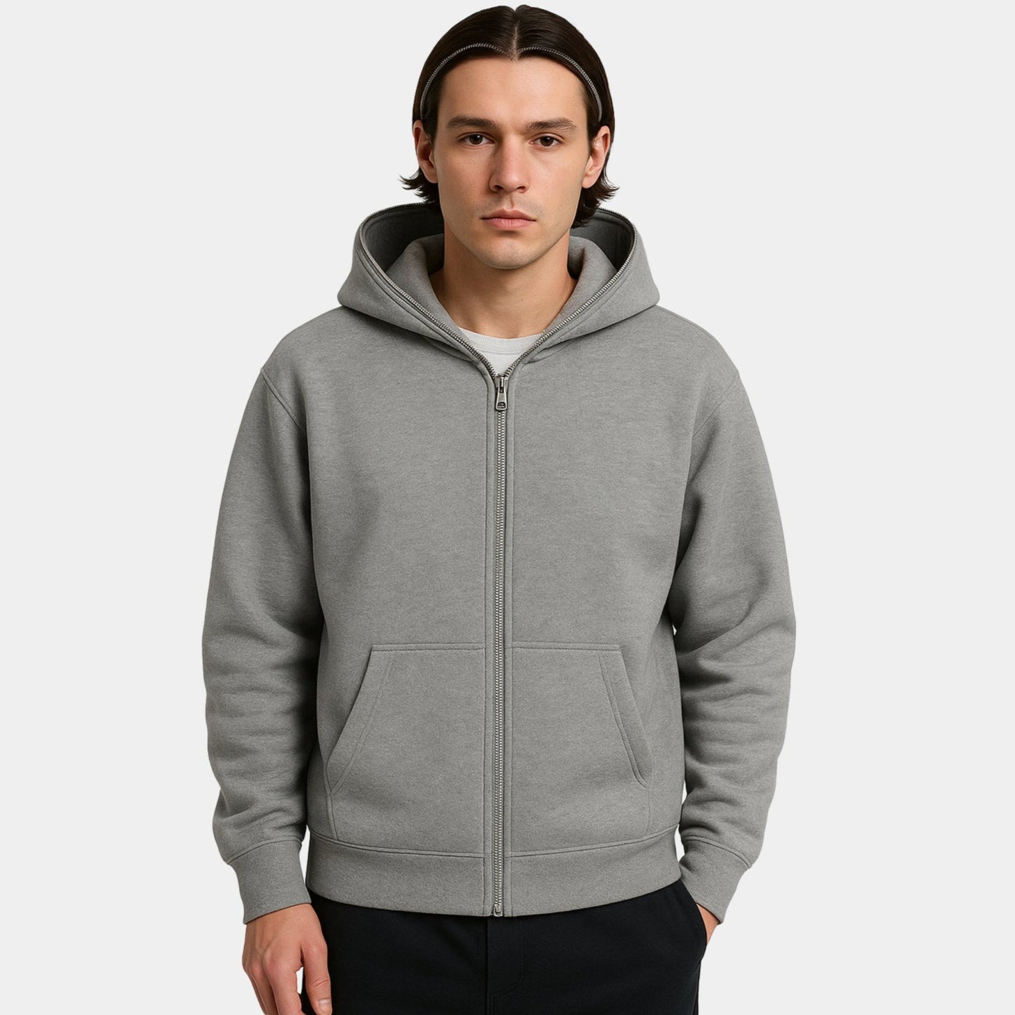 Noir | Men's Casual Full-Zip Hoodie-Noir-Grey-XS-Noir