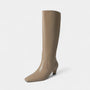 Noir | Women's Leather Knee High Boots-Noir-Brown-36-Noir