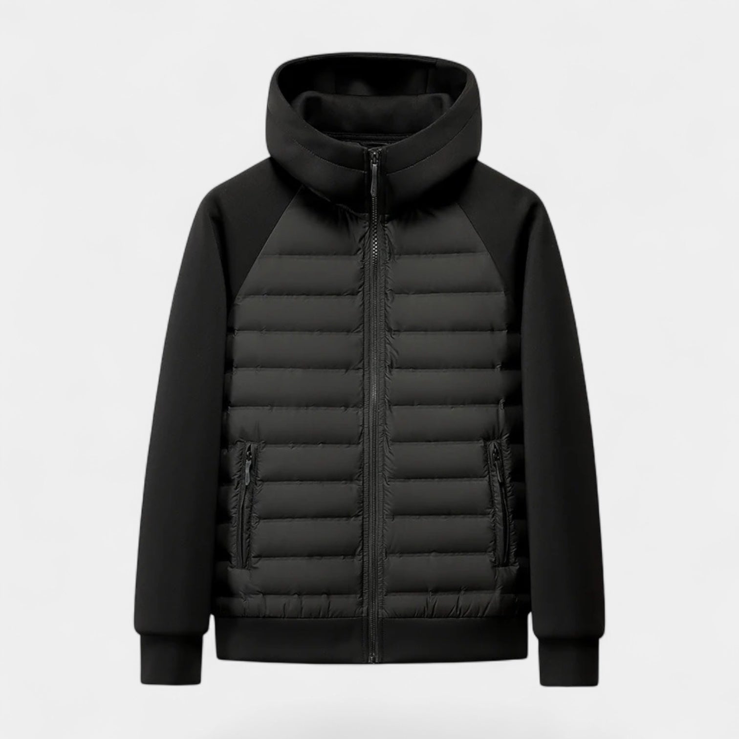 Noir | Men's Softshell Puffer Jacket - Hooded-Noir-Noir