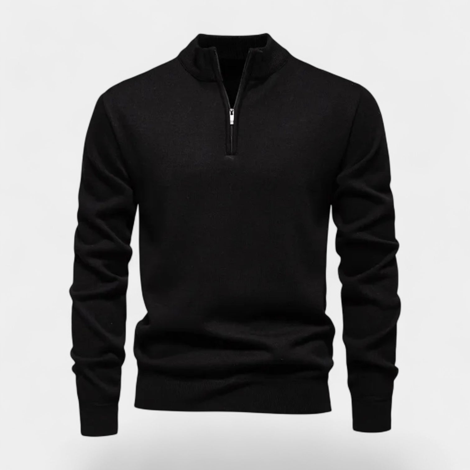 Noir | Men’s Cotton Quarter Zip Jumper - Ribbed Collar