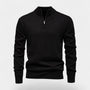 Noir | Men’s Cotton Quarter Zip Jumper - Ribbed Collar-Noir-Noir