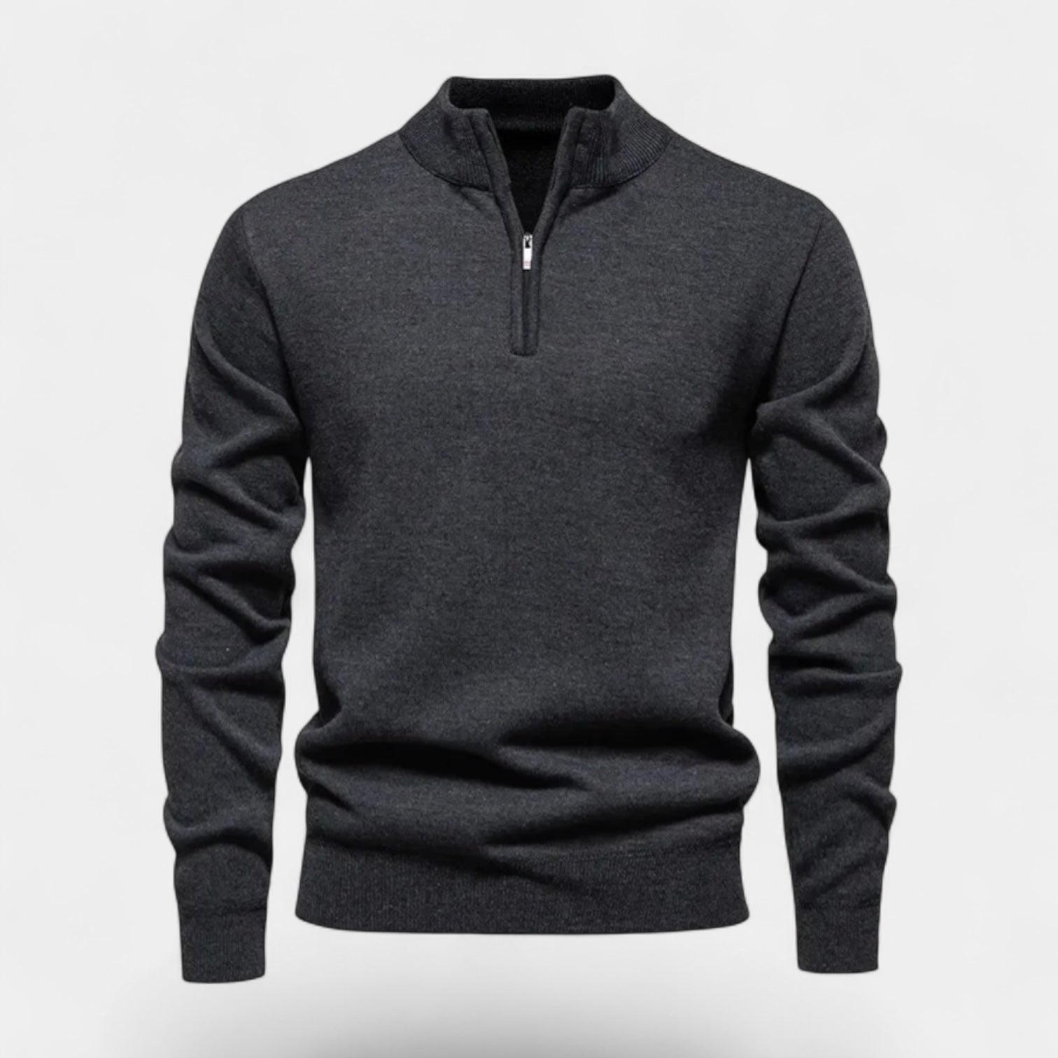 Noir | Men’s Cotton Quarter Zip Jumper - Ribbed Collar