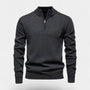 Noir | Men’s Cotton Quarter Zip Jumper - Ribbed Collar-Noir-Noir
