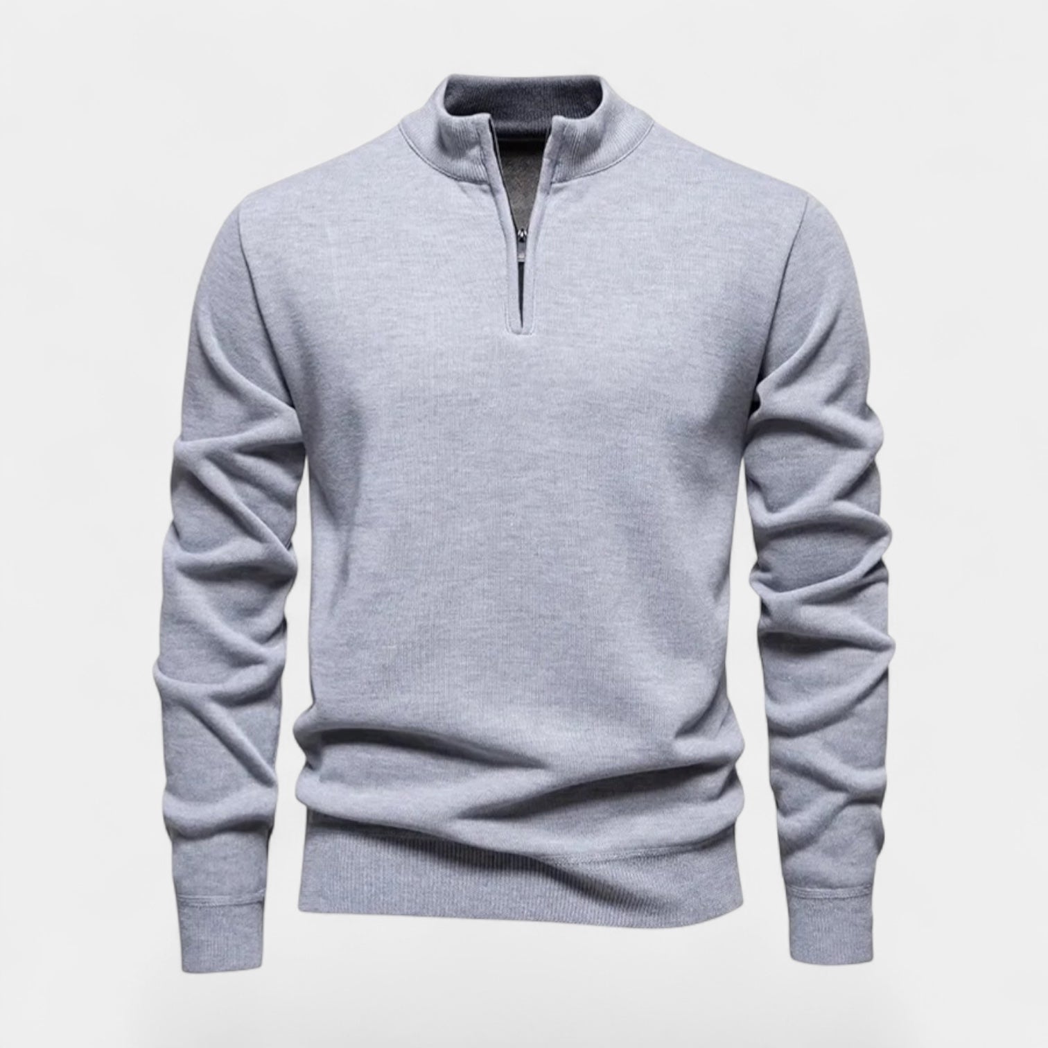 Noir | Men’s Cotton Quarter Zip Jumper - Ribbed Collar