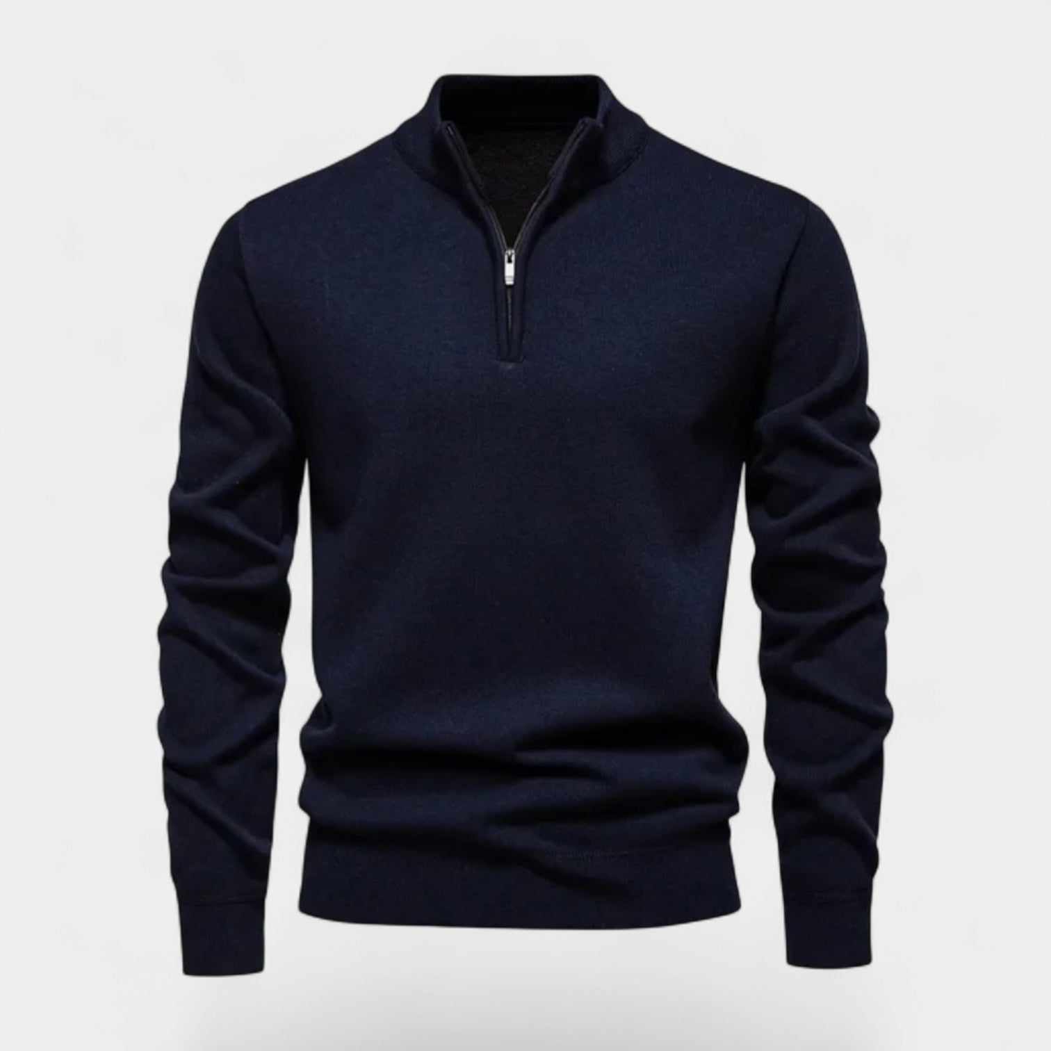 Noir | Men’s Cotton Quarter Zip Jumper - Ribbed Collar