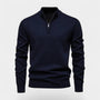 Noir | Men’s Cotton Quarter Zip Jumper - Ribbed Collar-Noir-Noir